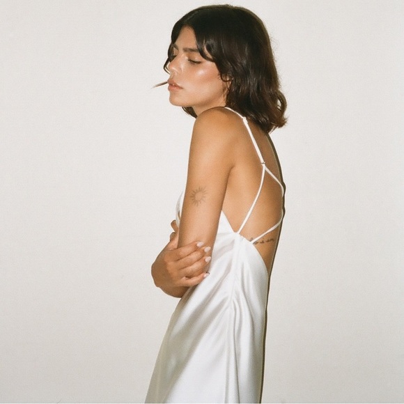 Zara nwt blogger favorite white satin effect party coctail wedding dress - Picture 11 of 13